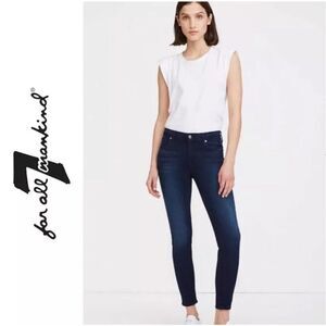 7 for all Mankind Women's Blue Denim Skinny Tapered Jeans Medium Wash Size 25
